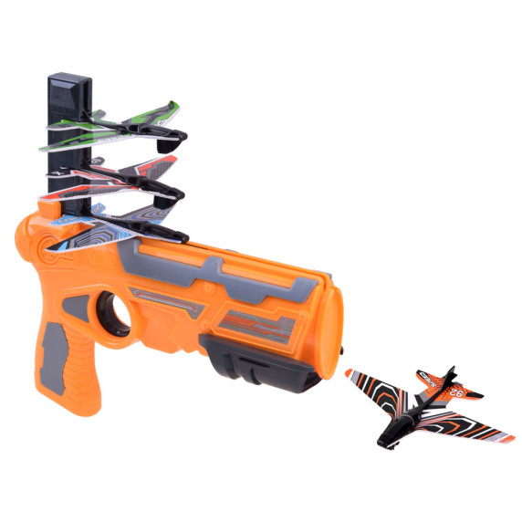 Pistol lansator cu 3 avioane - Inlea4Fun AIR BATTLE  - portocaliu
