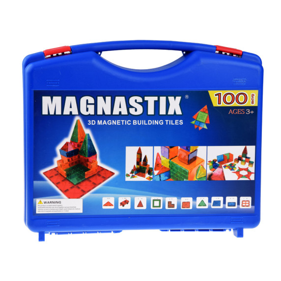 Blocuri de construcție magnetice educaționale 100 buc - Inlea4Fun MAGNASTIX