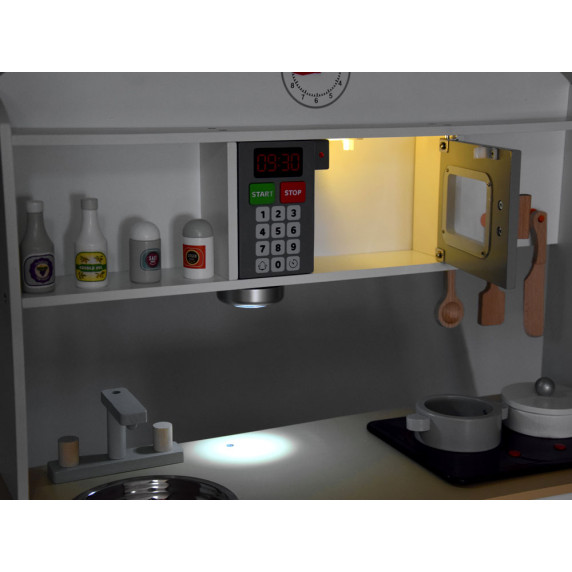 Bucătărie din lemn pentru copii cu efecte și accesorii - Inlea4Fun