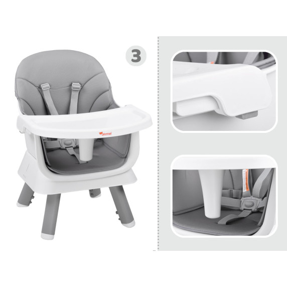 Scaun de masă bebe multifuncțional 6 în 1 - gri