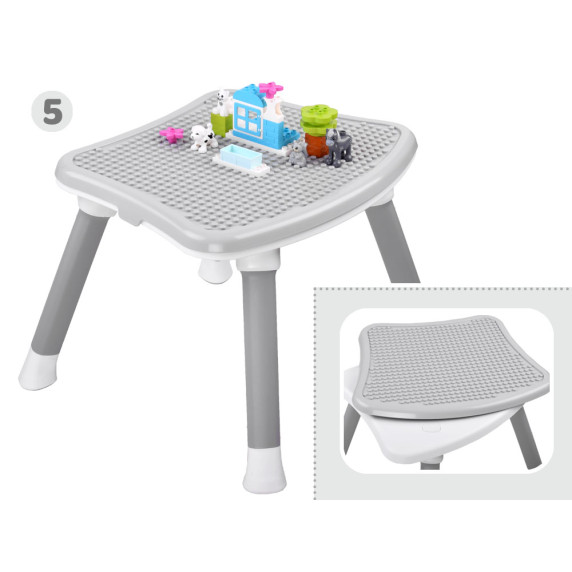 Scaun de masă bebe multifuncțional 6 în 1 - gri