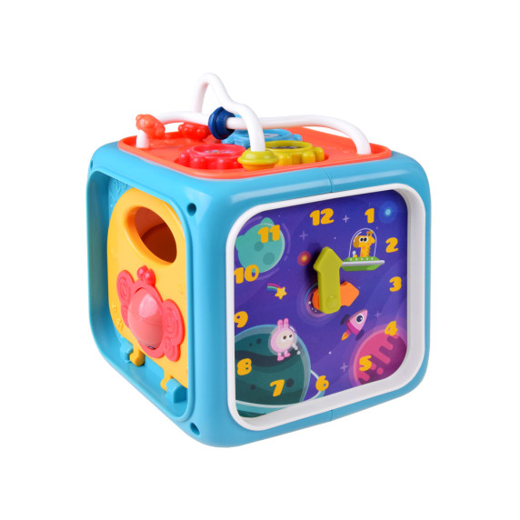 Cub educativ interactiv pentru copii - Inlea4Fun ACTIVITY CUBE BOX - albastru