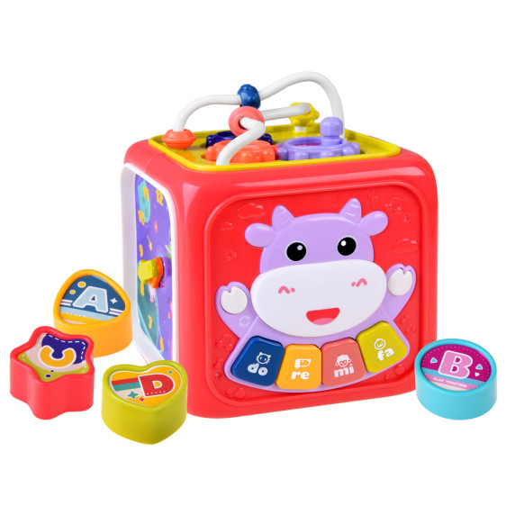Cub educativ interactiv pentru copii - Inlea4Fun ACTIVITY CUBE BOX - roz