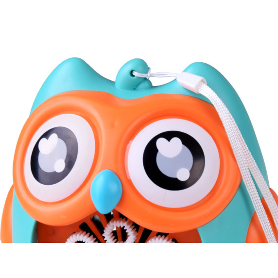 Suflantă de bule în formă de bufniță - Inlea4Fun BUBBLE OWL - albastru/portocaliu