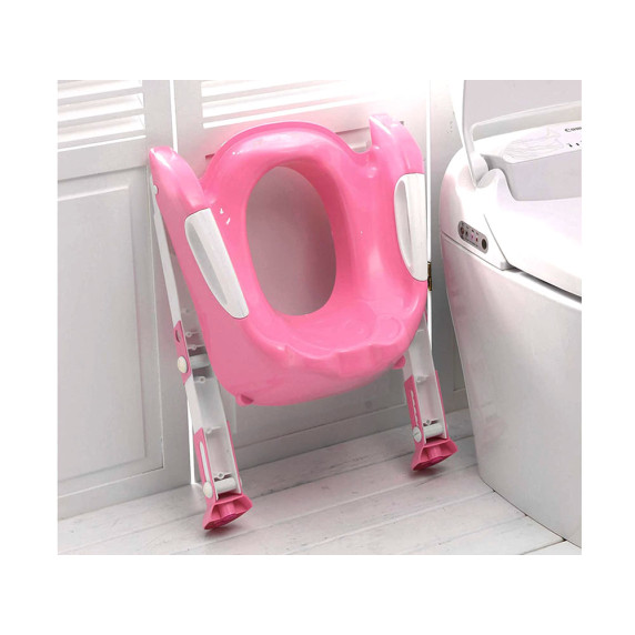 Scaun toaletă pentru copii cu trepte - Inlea4Fun TEDDIE - roz