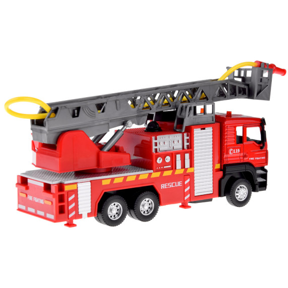 Mașină de pompieri cu scară, cu efecte luminoase și sonore - Inlea4Fun ALLOY CAR MODEL