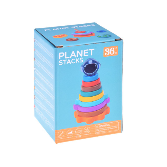 Jucărie turn piramidă din lemn - 10 piese -  planete - Inlea4Fun PLANET STACKS