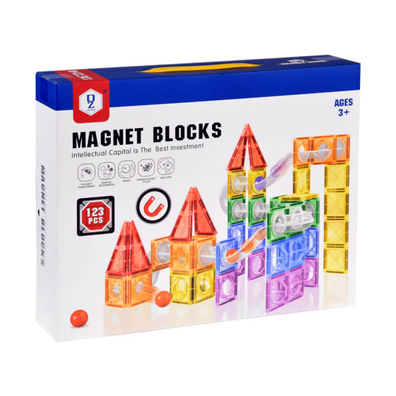 Jucărie construcție magnetică - 123 piese - Inlea4Fun MAGNET BLOCKS