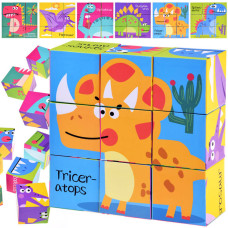 Puzzle cu cuburi colorate - dinozaur - 9 cuburi - Inlea4Fun Preview