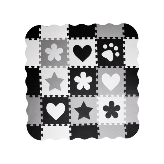 Covoraș puzzle din spumă 16 piese - Inlea4Fun - negru/alb/gri