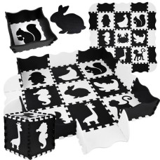 Covoraș puzzle din spumă - 16 elemente - Inlea4Fun - alb/negru Preview