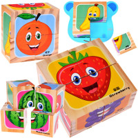 Cuburi din lemn pentru copii - fructe - ZA4793 
