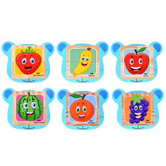 Cuburi din lemn pentru copii - fructe - ZA4793