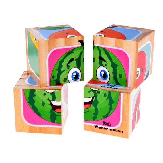 Cuburi din lemn pentru copii - fructe - ZA4793