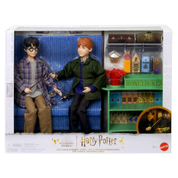 Set de păpuși Harry Potter și Ron în trenul Roxfort - MATTEL Wizarding world