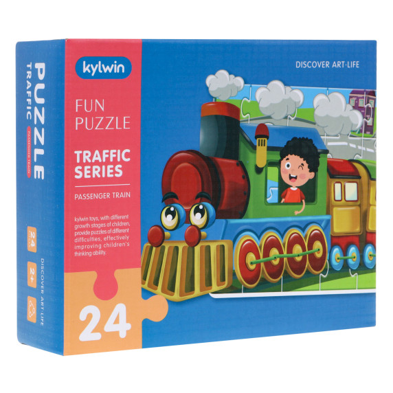 Puzzle pentru copii cu 24 piese - locomotivă - Fun puzzle Traffic series