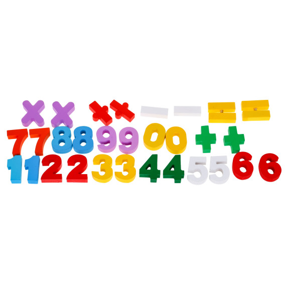 Set educațional din lemn pentru copii,  învățare matematică și ceasul - 32 elemente