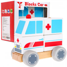 Mașină de ambulanță din lemn - Inlea4Fun BLOCKS CAR 