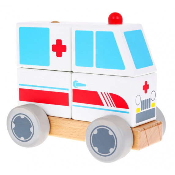 Mașină de ambulanță din lemn - Inlea4Fun BLOCKS CAR