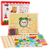 Tablă magnetică din lemn pentru copii cu accesorii - Magnetic puzzle arithmetic learning box 