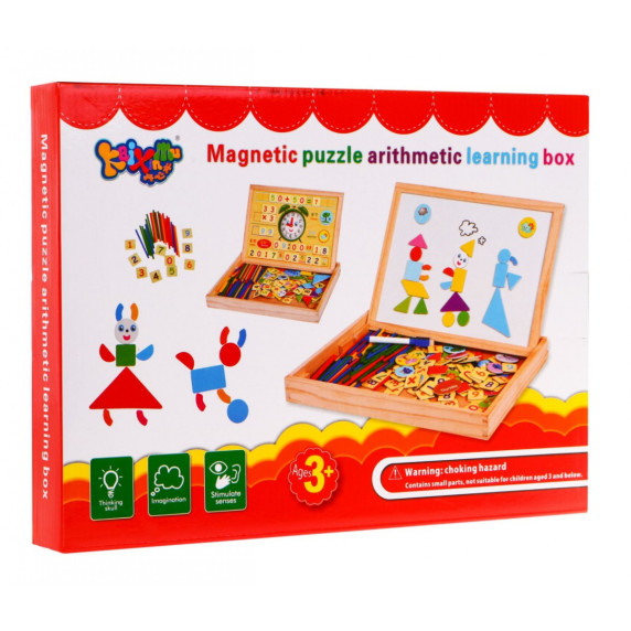 Tablă magnetică din lemn pentru copii cu accesorii - Magnetic puzzle arithmetic learning box