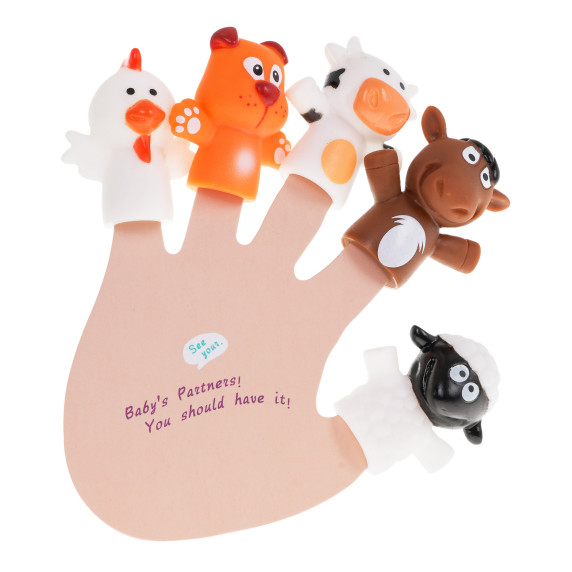 Set 5 marionete pentru degete + carte cu animale pentru copii - Inlea4Fun FINGER PUPPET