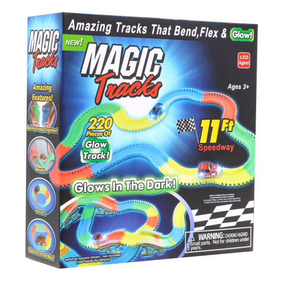 Pista flexibilă fluorescentă de curse cu mașină - 220 elemente - Magic tracks