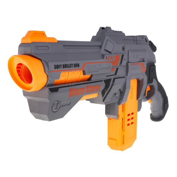Pistol pentru copii cu cartușe de spumă - Inlea4Fun BLAZE STORM - gri/portocaliu