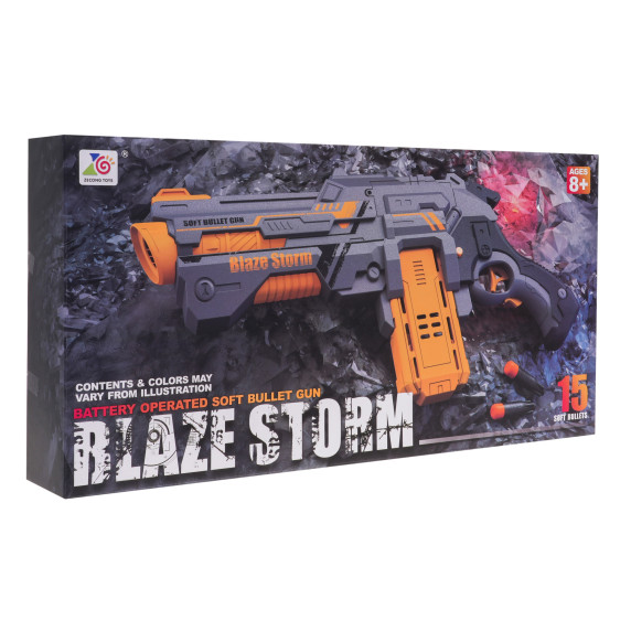 Pistol pentru copii cu cartușe de spumă - Inlea4Fun BLAZE STORM - gri/portocaliu