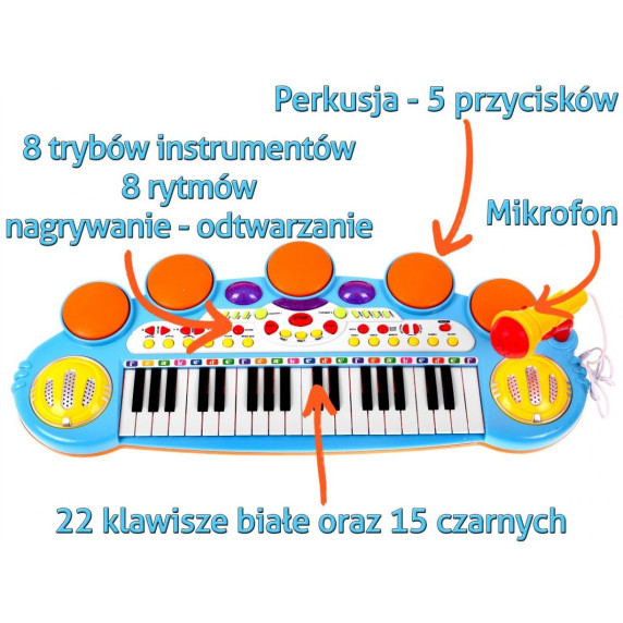 Set muzical cu tastatură și microfon pentru copii - Electronic Keyboard