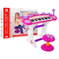 Keyboard pentru copii cu scaun și microfon - roz - Electronic Keyboard 