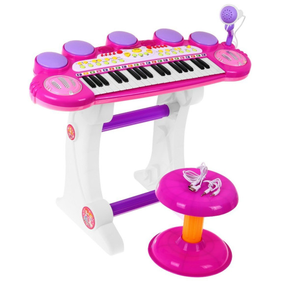 Keyboard pentru copii cu scaun și microfon - roz - Electronic Keyboard