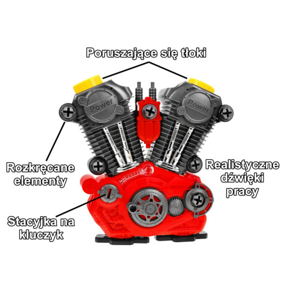 Motor mecanic pentru copii cu efecte interactive + piese - Dynamic Assembled