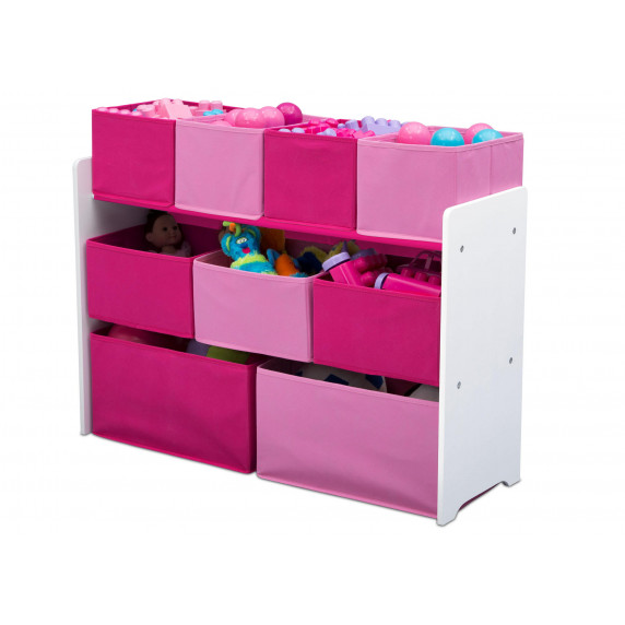 Raft pentru depozitare jucării - alb/roz
