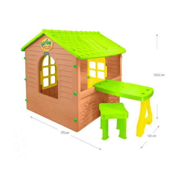 Căsuță de joacă pentru copii cu masă și scaun - Inlea4Fun GARDEN HOUSE with TABLE