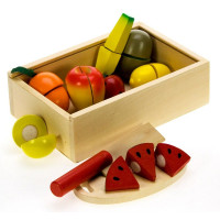Set cutie cu fructe, cu tocător și cuțit din lemn Inlea4fun 