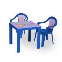 Masă pentru copii cu 2 scaune - albastru - Inlea4Fun 