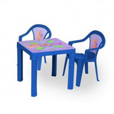 Masă pentru copii cu 2 scaune - albastru - Inlea4Fun Preview