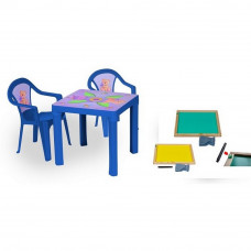 Masă pentru copii cu 2 scaune și tablă de desenat cu două fețe - albastru Preview
