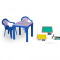 Masă pentru copii cu 2 scaune și tablă de desenat cu două fețe - albastru