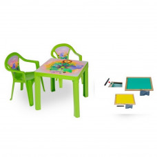 Masă pentru copii cu 2 scaune și tablă de desenat cu două fețe - verde Preview