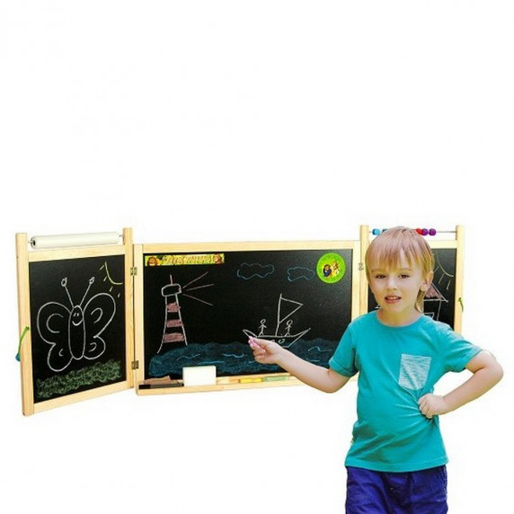 Tablă de desen pe perete față/verso - natural - Inlea4Fun FIRST SCHOOL