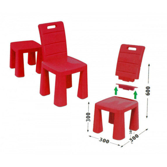 Scaun plastic pentru copii - roșu - Inlea4Fun EMMA