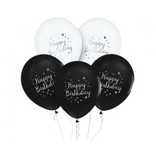 Set baloane 5 buc - GoDan - Happy Birthday - negru/alb Preview