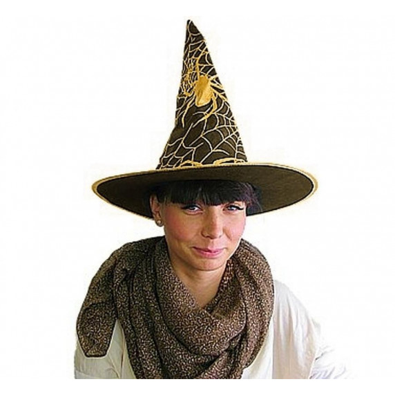 Pălărie de vrăjitoare cu pănză de păianjen auriu - GoDan