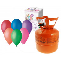 Butelie heliu + 25 baloane colorate - GoDan - portocaliu 