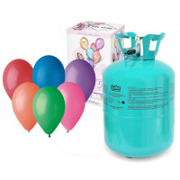 Butelie heliu + 25 baloane colorate - GoDan - turcoaz 