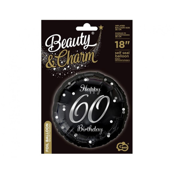 Balon- - Happy Birthday 60 - negru/gri - GoDan