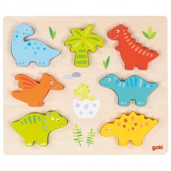 Jucărie cu forme din lemn - dinozauri - GOKI