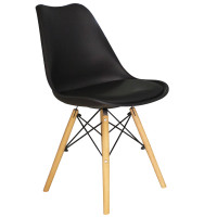 Set scaune cu picioare de lemn cu o pernă - negru - AGA MR2035B 